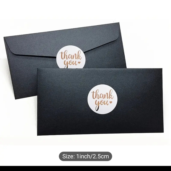 1" Round Thank You Stickers roll of 500 Gold Lettering Sellers, Brides, Business - Picture 3 of 8